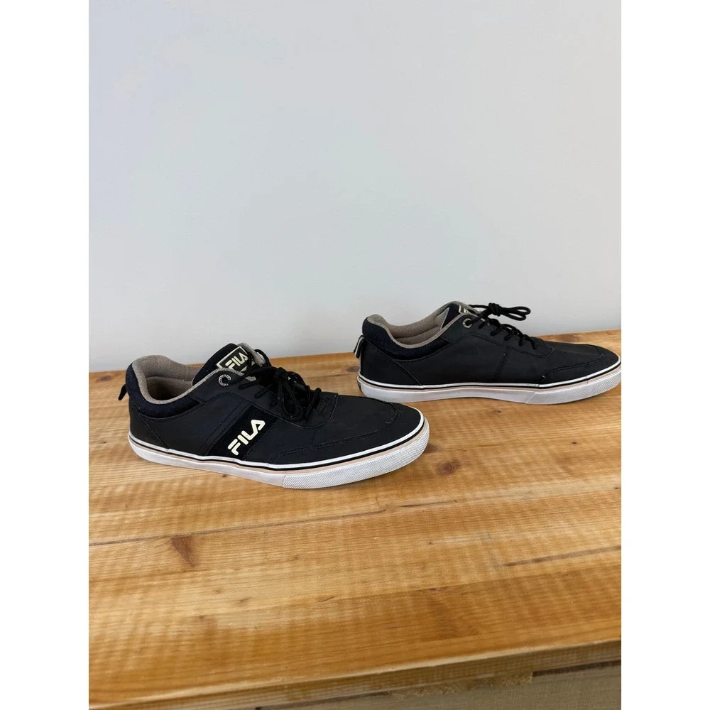 Fila Men's Low Top Sneakers Black Lace Up Casual Shoes‎ Size 12